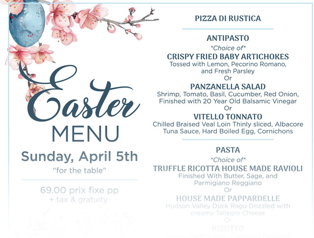 Easter menu 2026