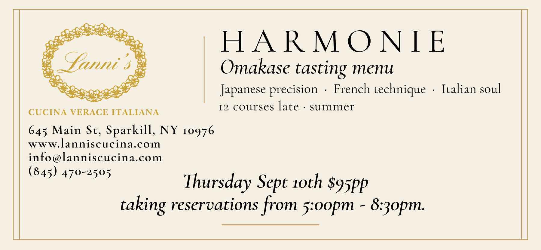 Omakase tasting menu at Lannis Cucina